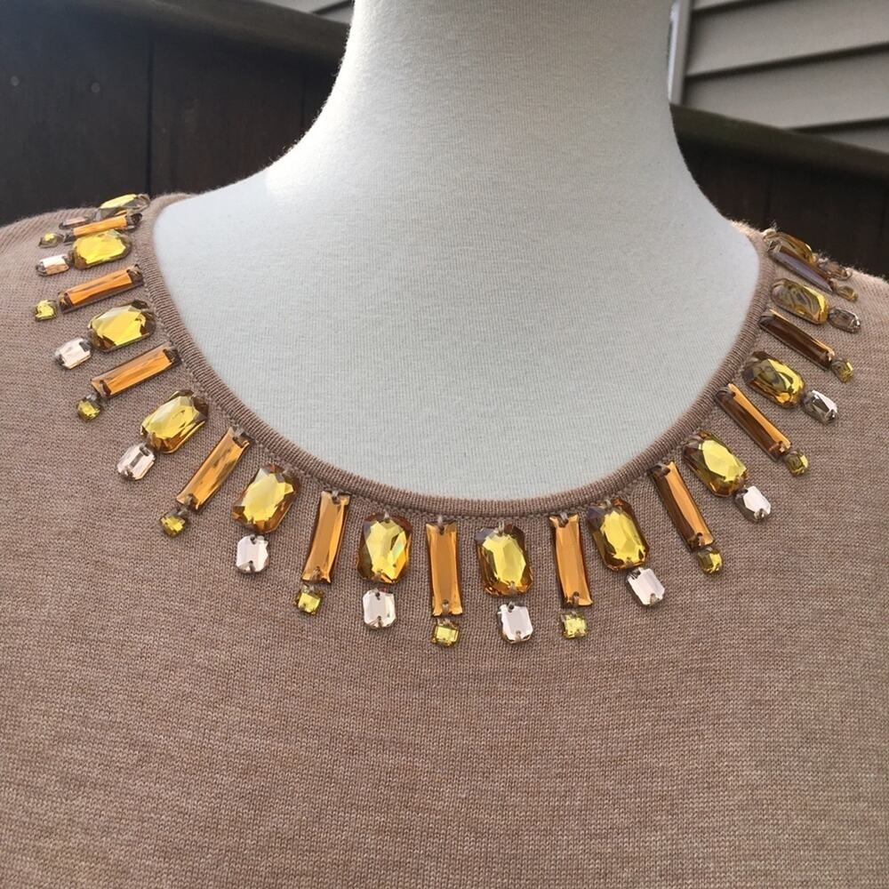 C Wonder | Tan Sleeveless Tank w/ Jewel Neckline View 4